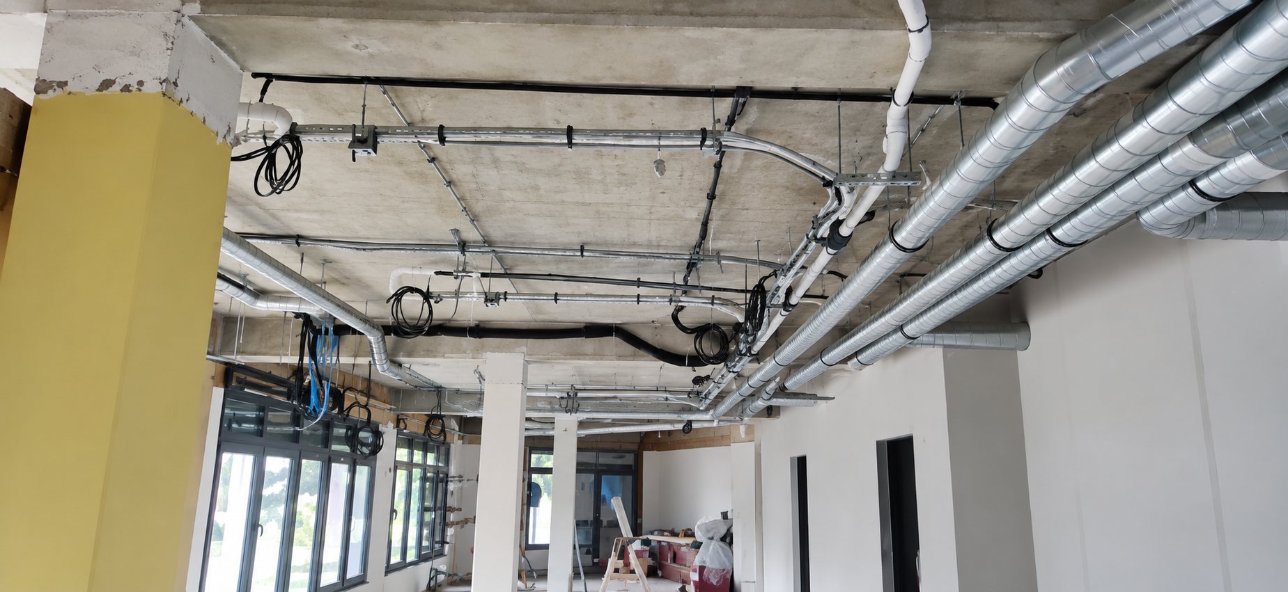 Installation ventilation avant pose du plafond